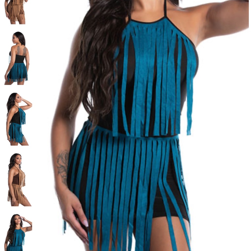 Black turquoise Yandy Halloween 🎃 costume small fringe dress New 🏷️ mini dress 👗